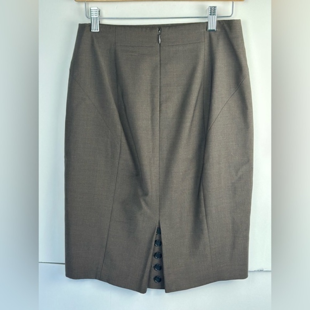 Ann Taylor Size 2 Brown Stretch Pencil Skirt Lined - insert‎ back pleats buttons